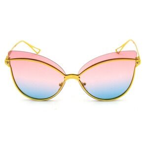 Cat Eye Sunglasses Pink Blue Ombre Fashion Rimless Gold Frame Women Lentes Gafas